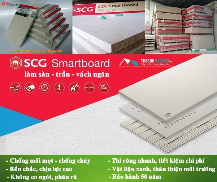 Tấm Smartboard SCG Thái Lan làm sàn tường vách ngăn trần mái lợp